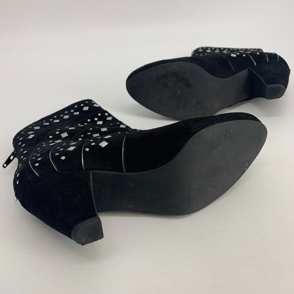 Vaneli Black Suede Ankle Boots with Silver studs Size 8M - Picture 7 of 8
